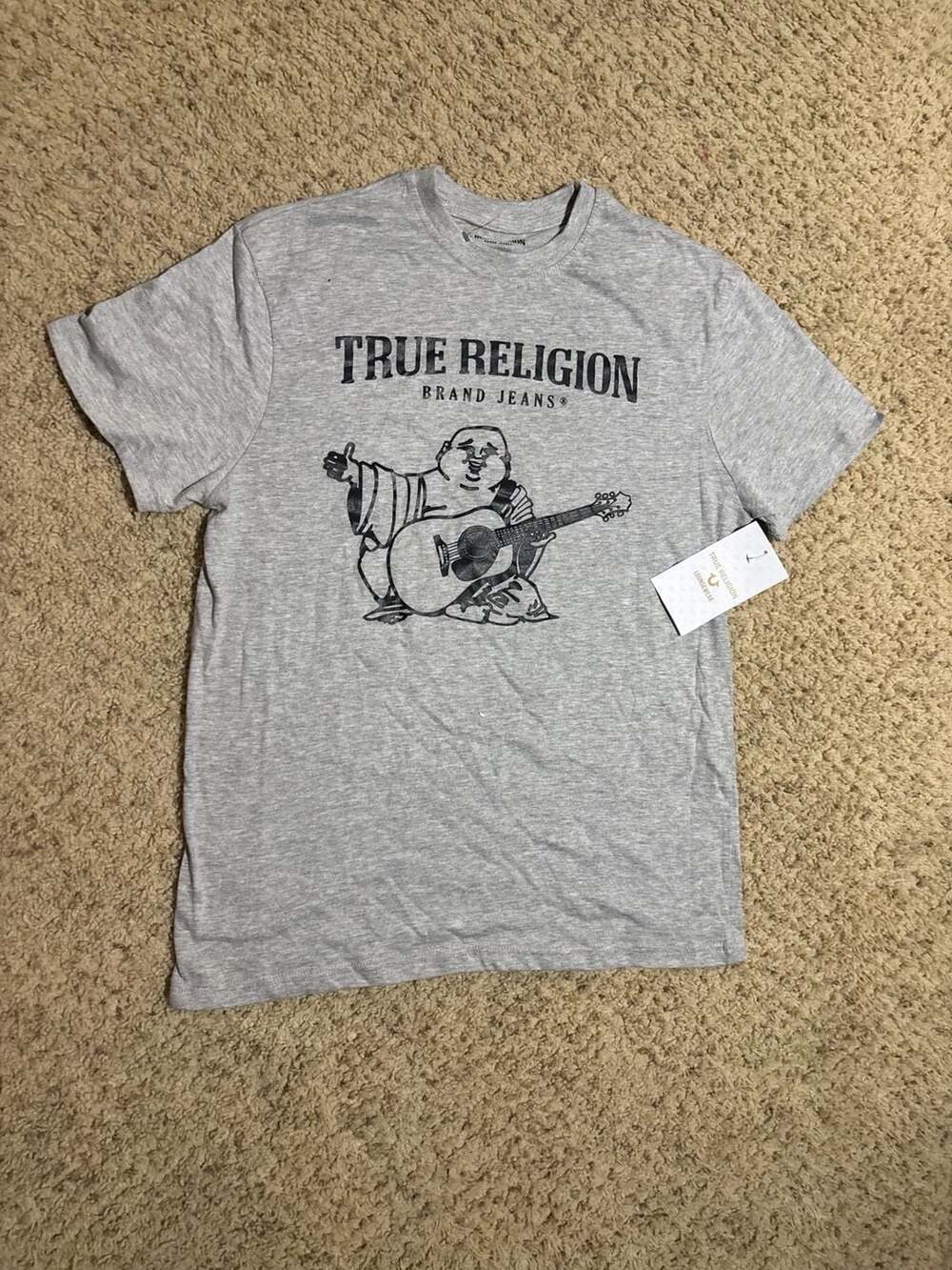 True Religion Mens Gray Lounge Wear Crew Neck Short Sleeve T Shirt Size Large